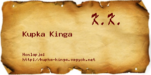 Kupka Kinga névjegykártya